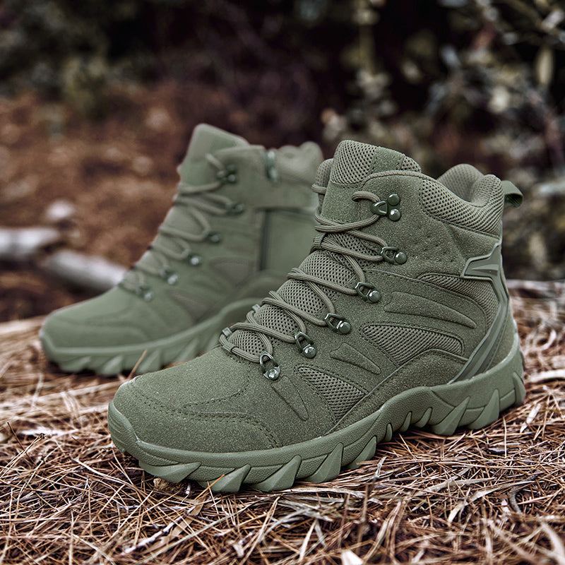 Men's Side Zip Work Boots - Lace-Up, Breathable, Slip Resistant & Insulated Rubber Outsole,Puncture Resistant, Wide Toe Box with Arch Support