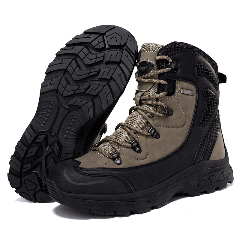 Men's Genuine Leather Work Boots - Lace-Up, Waterproof, Slip Resistant & Insulated Rubber Outsole,Puncture Resistant, Wide Toe Box with Arch Support