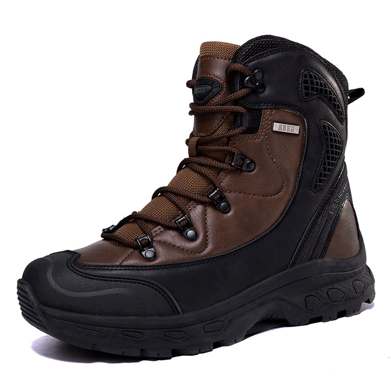 Men's Genuine Leather Work Boots - Lace-Up, Waterproof, Slip Resistant & Insulated Rubber Outsole,Puncture Resistant, Wide Toe Box with Arch Support