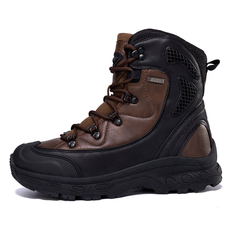 Men's Genuine Leather Work Boots - Lace-Up, Waterproof, Slip Resistant & Insulated Rubber Outsole,Puncture Resistant, Wide Toe Box with Arch Support