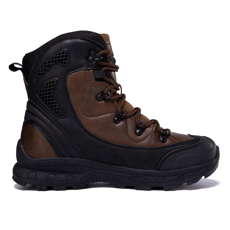 Men's Genuine Leather Work Boots - Lace-Up, Waterproof, Slip Resistant & Insulated Rubber Outsole,Puncture Resistant, Wide Toe Box with Arch Support