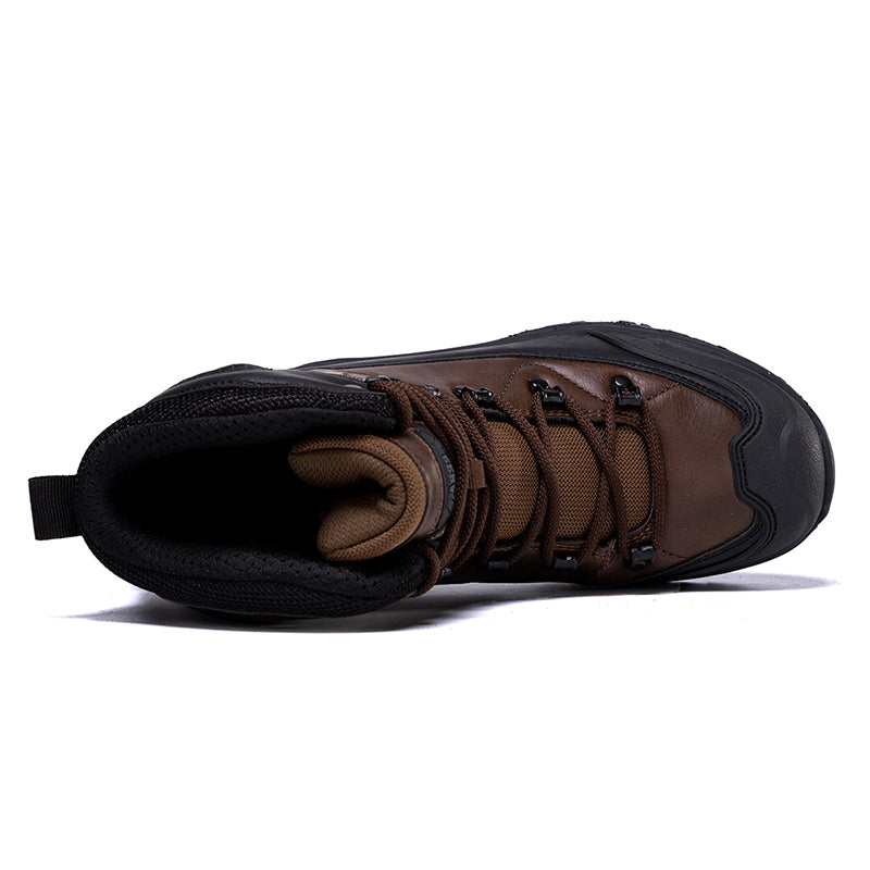 Men's Genuine Leather Work Boots - Lace-Up, Waterproof, Slip Resistant & Insulated Rubber Outsole,Puncture Resistant, Wide Toe Box with Arch Support