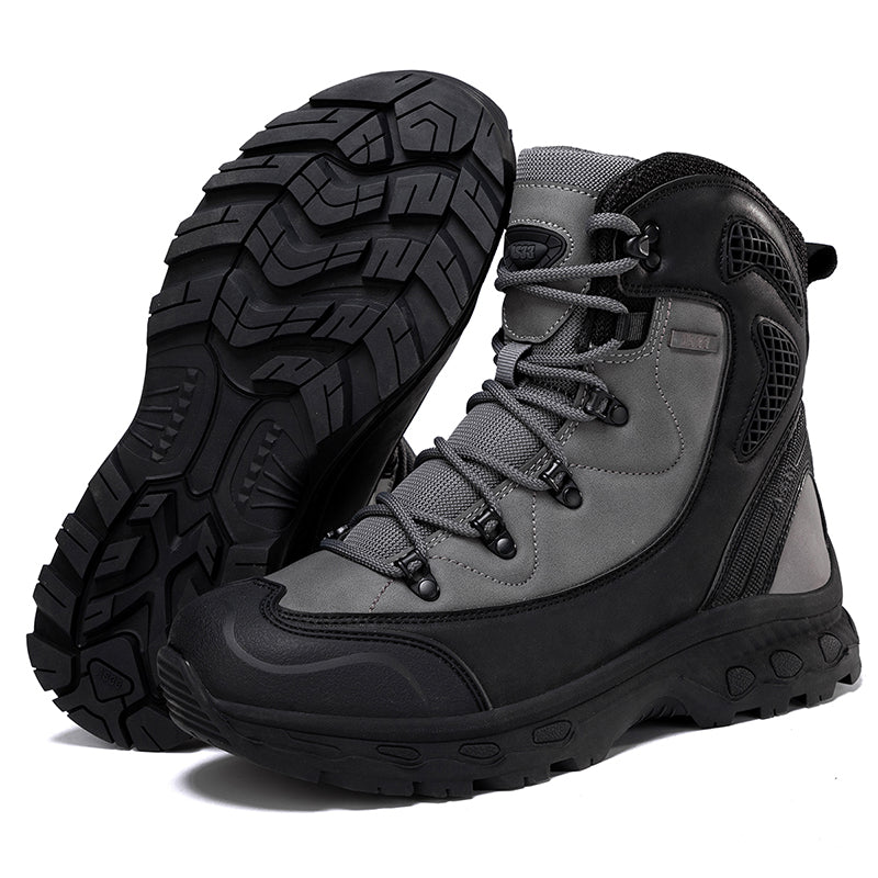 Men's Genuine Leather Work Boots - Lace-Up, Waterproof, Slip Resistant & Insulated Rubber Outsole,Puncture Resistant, Wide Toe Box with Arch Support