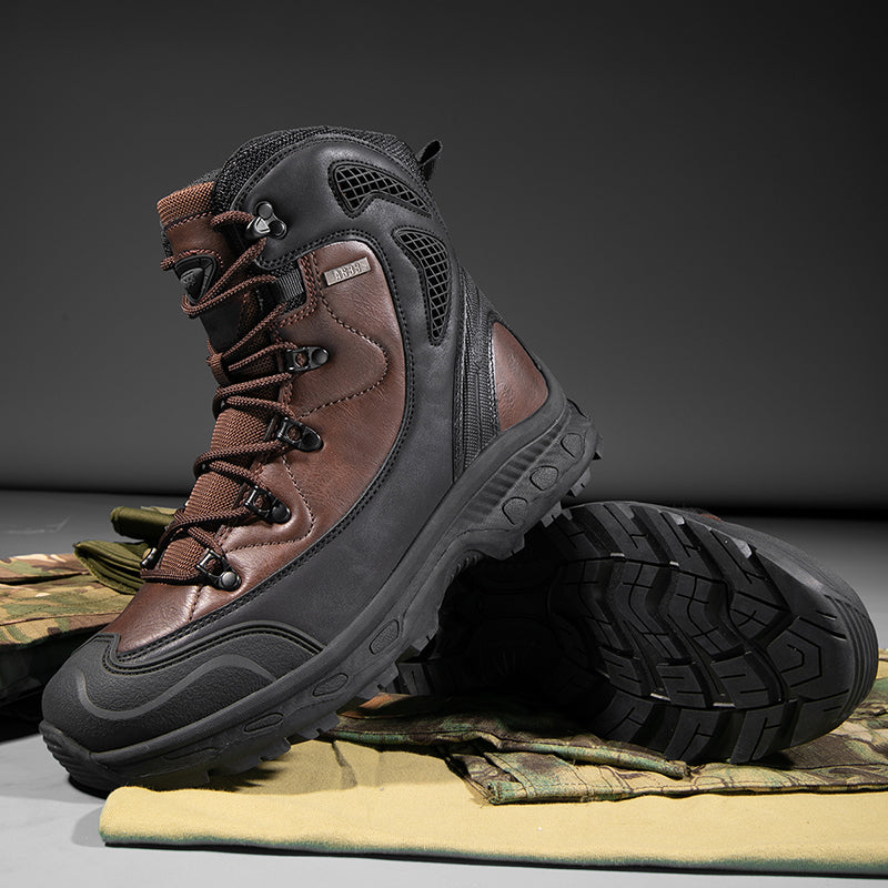 Men's Genuine Leather Work Boots - Lace-Up, Waterproof, Slip Resistant & Insulated Rubber Outsole,Puncture Resistant, Wide Toe Box with Arch Support