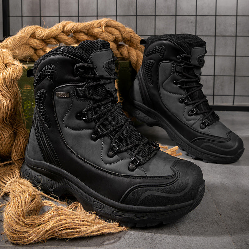 Men's Genuine Leather Work Boots - Lace-Up, Waterproof, Slip Resistant & Insulated Rubber Outsole,Puncture Resistant, Wide Toe Box with Arch Support