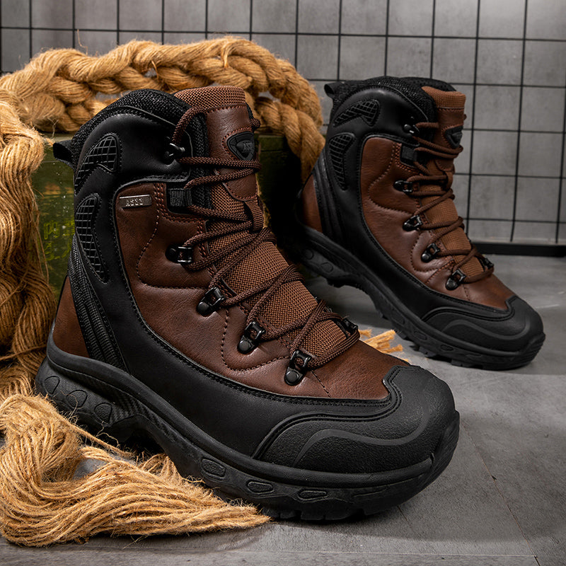 Men's Genuine Leather Work Boots - Lace-Up, Waterproof, Slip Resistant & Insulated Rubber Outsole,Puncture Resistant, Wide Toe Box with Arch Support