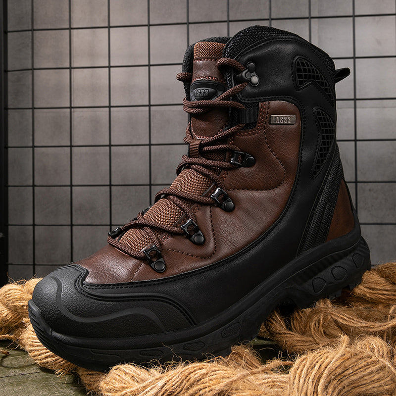 Men's Genuine Leather Work Boots - Lace-Up, Waterproof, Slip Resistant & Insulated Rubber Outsole,Puncture Resistant, Wide Toe Box with Arch Support