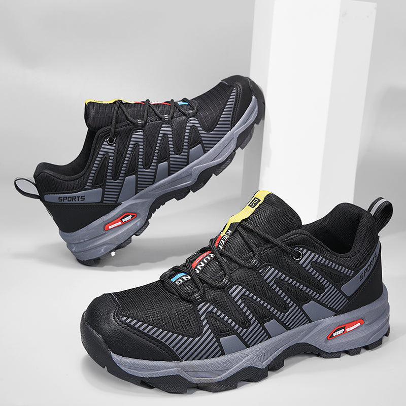 Men's Cushioned Trails Walking Shoes - Lace-Up, Breathable, Wide Toe Box with Arch Support For Camping, Trail Running, Backpacking, Trekking