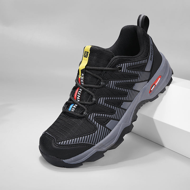 Men's Cushioned Trails Walking Shoes - Lace-Up, Breathable, Wide Toe Box with Arch Support For Camping, Trail Running, Backpacking, Trekking