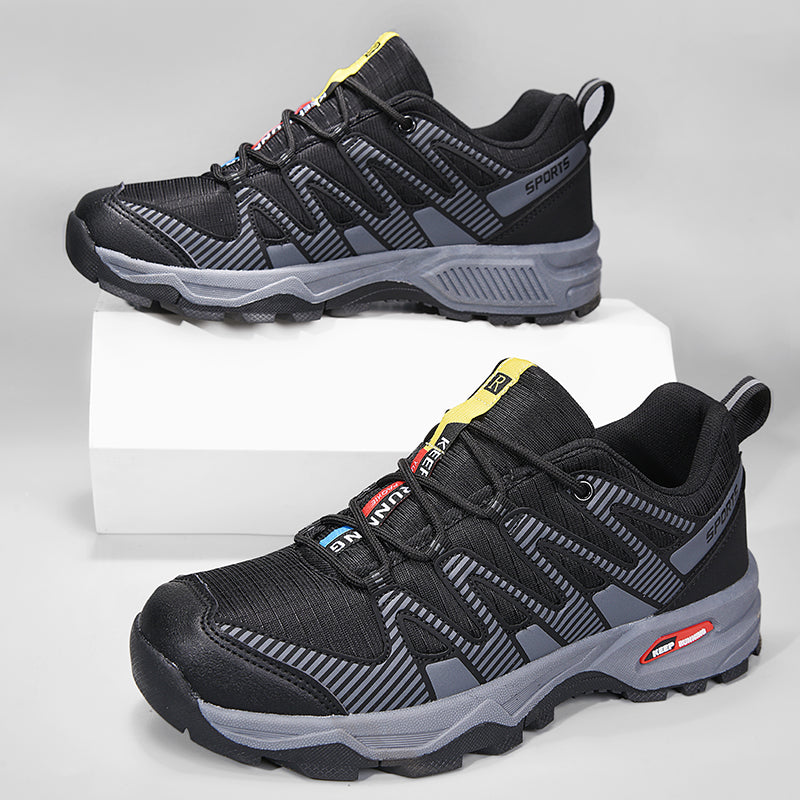 Men's Cushioned Trails Walking Shoes - Lace-Up, Breathable, Wide Toe Box with Arch Support For Camping, Trail Running, Backpacking, Trekking