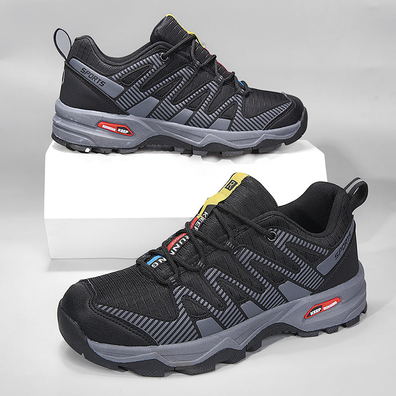 Men's Cushioned Trails Walking Shoes - Lace-Up, Breathable, Wide Toe Box with Arch Support For Camping, Trail Running, Backpacking, Trekking