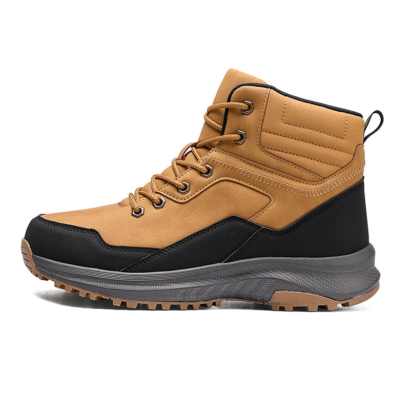 Men's Genuine Leather Work Boots - Lace-Up, Maximum Support, Relaxed Fit, Air-Cooled Memory Foam, Wide Toe Box with Arch Support