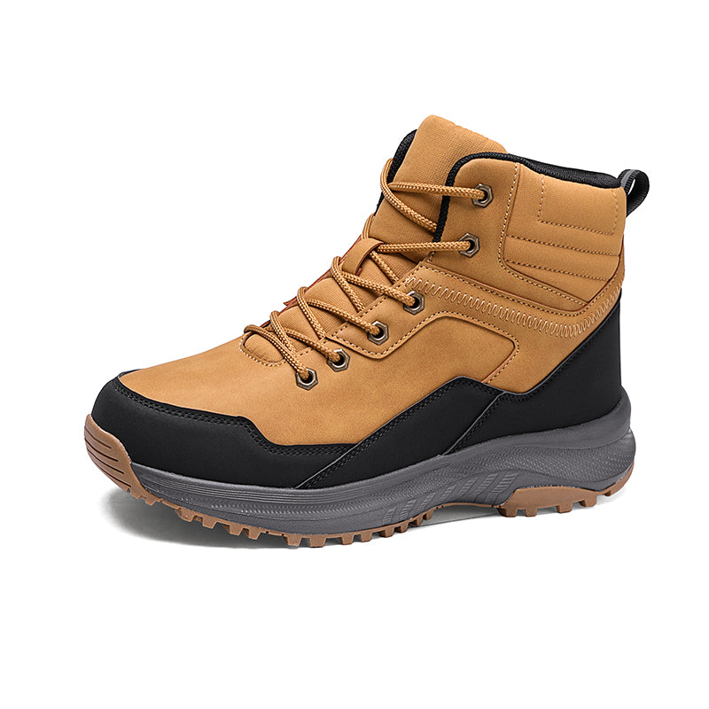 Men's Genuine Leather Work Boots - Lace-Up, Maximum Support, Relaxed Fit, Air-Cooled Memory Foam, Wide Toe Box with Arch Support