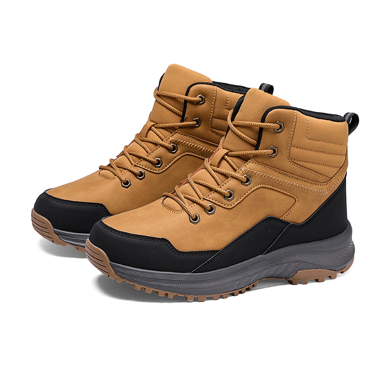 Men's Genuine Leather Work Boots - Lace-Up, Maximum Support, Relaxed Fit, Air-Cooled Memory Foam, Wide Toe Box with Arch Support