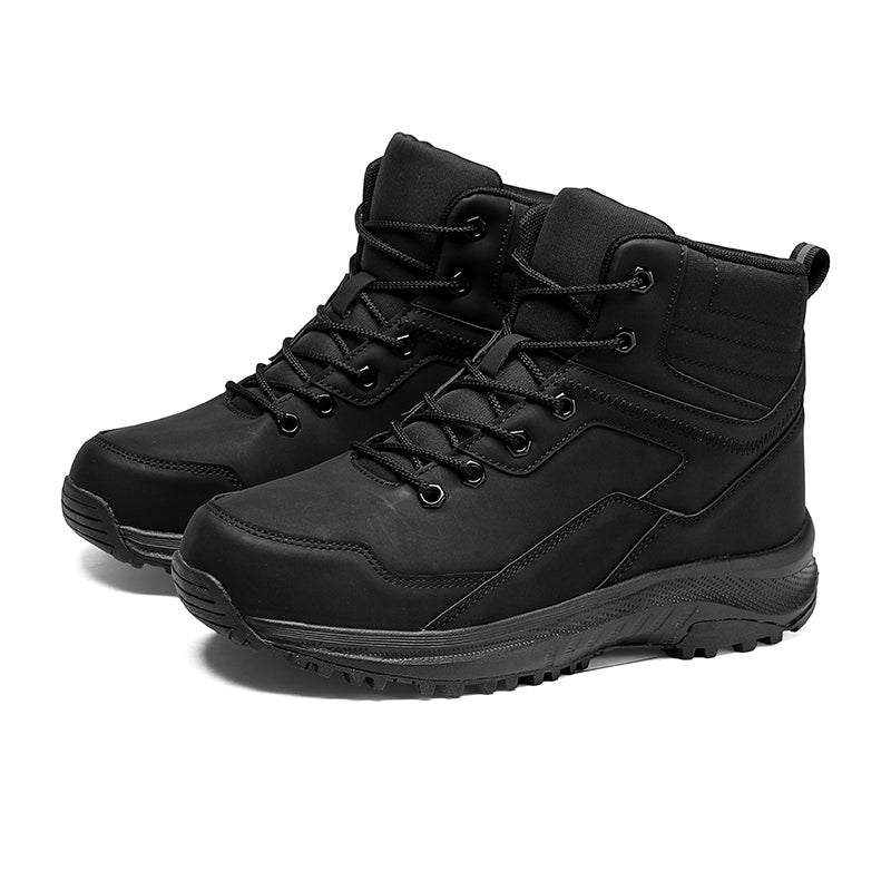 Men's Genuine Leather Work Boots - Lace-Up, Maximum Support, Relaxed Fit, Air-Cooled Memory Foam, Wide Toe Box with Arch Support