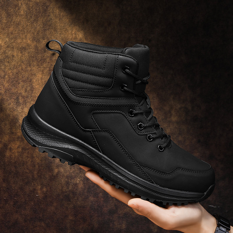 Men's Genuine Leather Work Boots - Lace-Up, Maximum Support, Relaxed Fit, Air-Cooled Memory Foam, Wide Toe Box with Arch Support