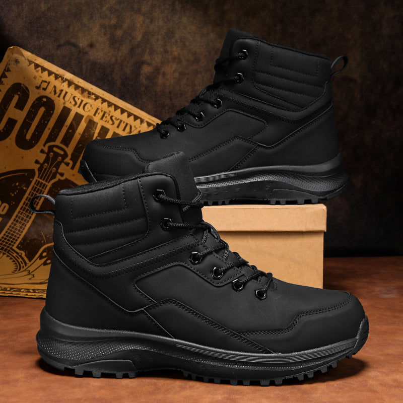 Men's Genuine Leather Work Boots - Lace-Up, Maximum Support, Relaxed Fit, Air-Cooled Memory Foam, Wide Toe Box with Arch Support