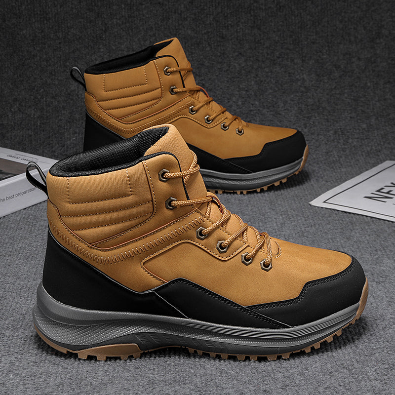 Men's Genuine Leather Work Boots - Lace-Up, Maximum Support, Relaxed Fit, Air-Cooled Memory Foam, Wide Toe Box with Arch Support