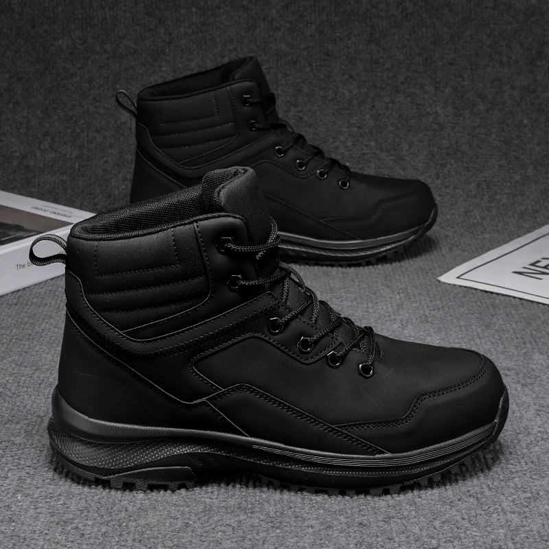 Men's Genuine Leather Work Boots - Lace-Up, Maximum Support, Relaxed Fit, Air-Cooled Memory Foam, Wide Toe Box with Arch Support