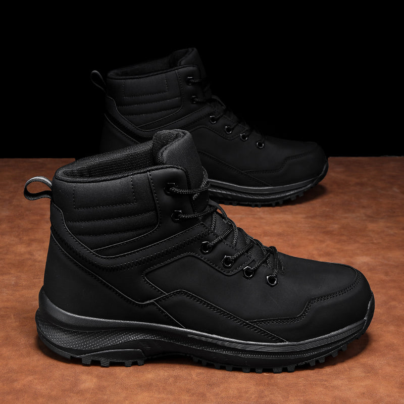 Men's Genuine Leather Work Boots - Lace-Up, Maximum Support, Relaxed Fit, Air-Cooled Memory Foam, Wide Toe Box with Arch Support