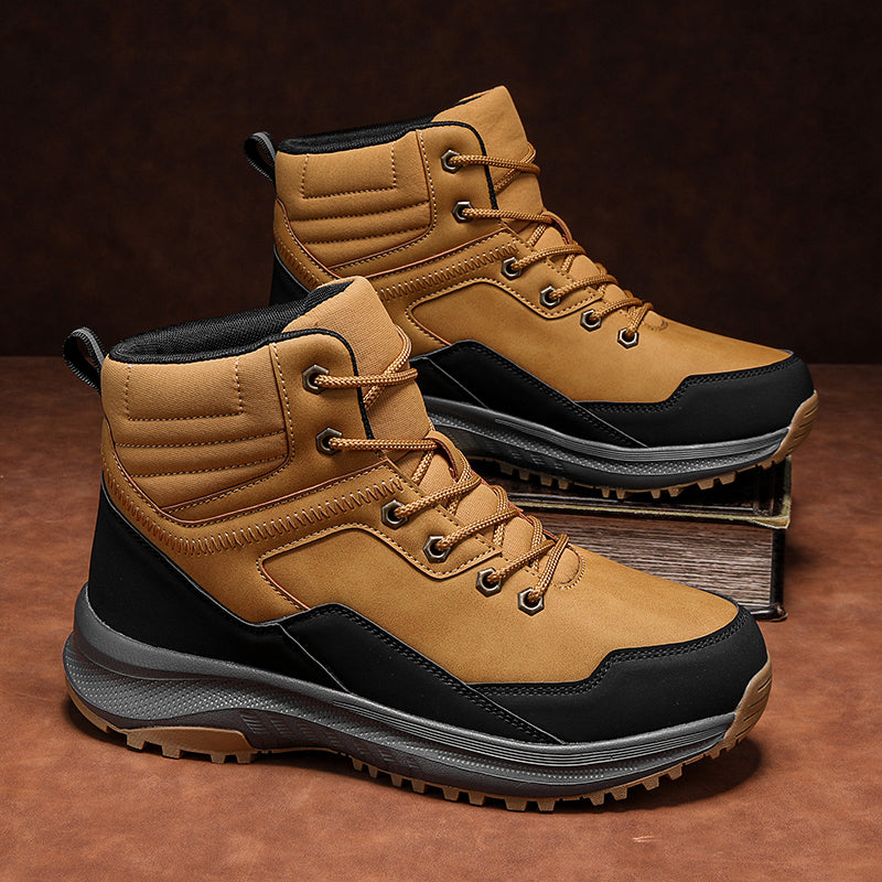 Men's Genuine Leather Work Boots - Lace-Up, Maximum Support, Relaxed Fit, Air-Cooled Memory Foam, Wide Toe Box with Arch Support