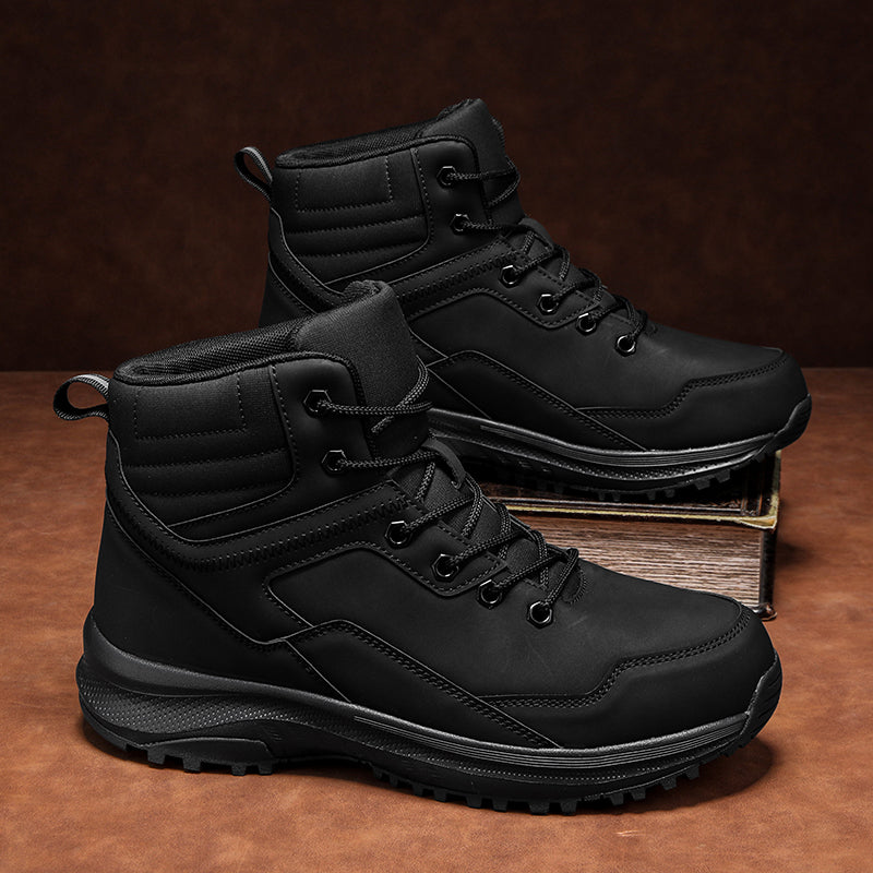 Men's Genuine Leather Work Boots - Lace-Up, Maximum Support, Relaxed Fit, Air-Cooled Memory Foam, Wide Toe Box with Arch Support