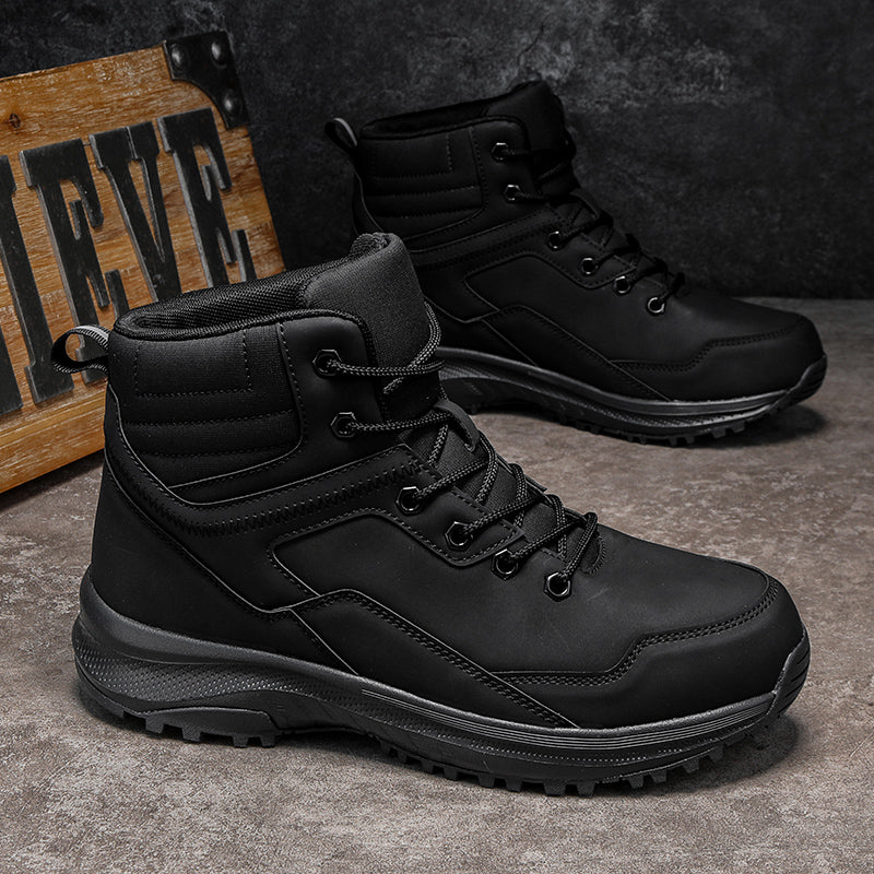 Men's Genuine Leather Work Boots - Lace-Up, Maximum Support, Relaxed Fit, Air-Cooled Memory Foam, Wide Toe Box with Arch Support