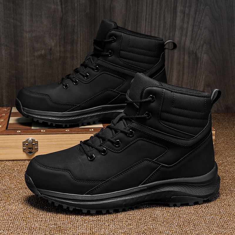 Men's Genuine Leather Work Boots - Lace-Up, Maximum Support, Relaxed Fit, Air-Cooled Memory Foam, Wide Toe Box with Arch Support