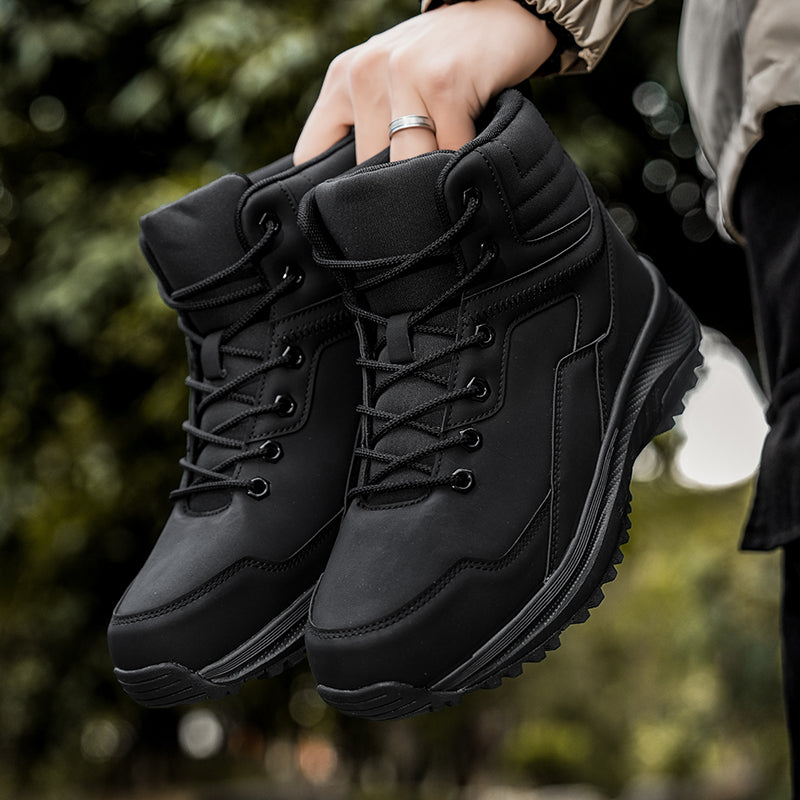 Men's Genuine Leather Work Boots - Lace-Up, Maximum Support, Relaxed Fit, Air-Cooled Memory Foam, Wide Toe Box with Arch Support