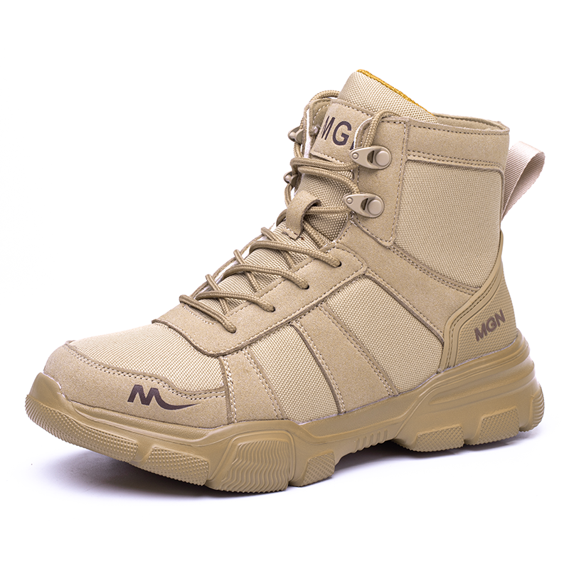 Men's Oxford Fabric Work Boots - Lace-Up, Breathable, Wide Toe Box with Arch Support