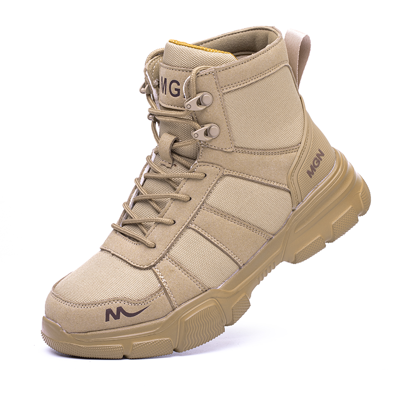 Men's Oxford Fabric Work Boots - Lace-Up, Breathable, Wide Toe Box with Arch Support