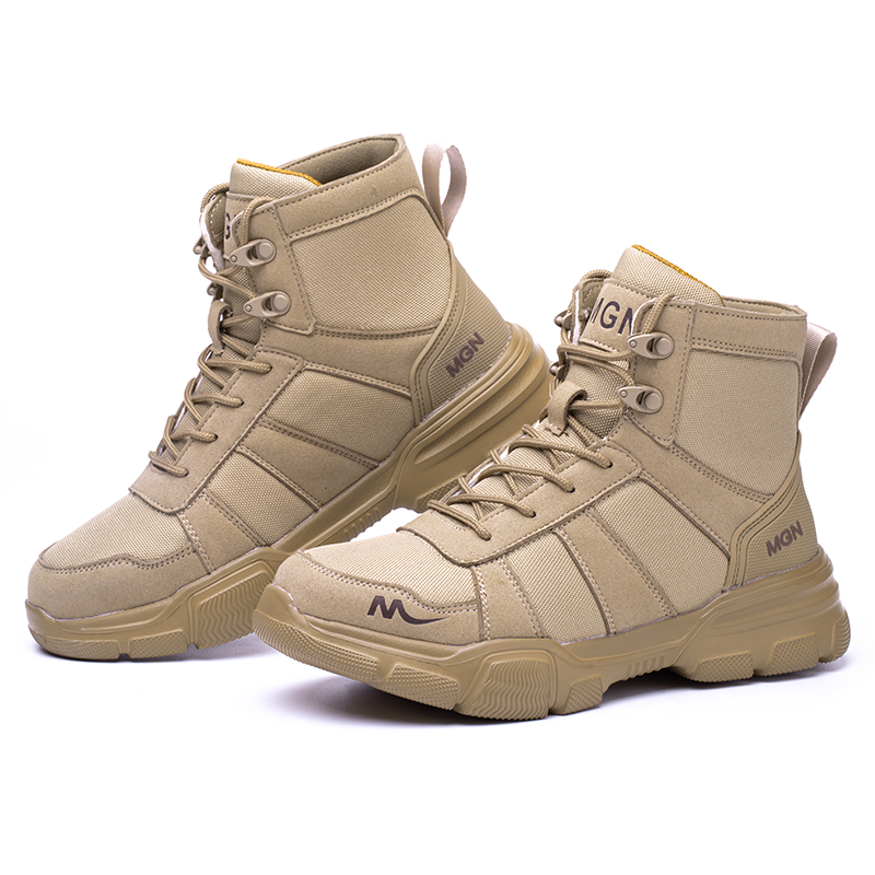 Men's Oxford Fabric Work Boots - Lace-Up, Breathable, Wide Toe Box with Arch Support