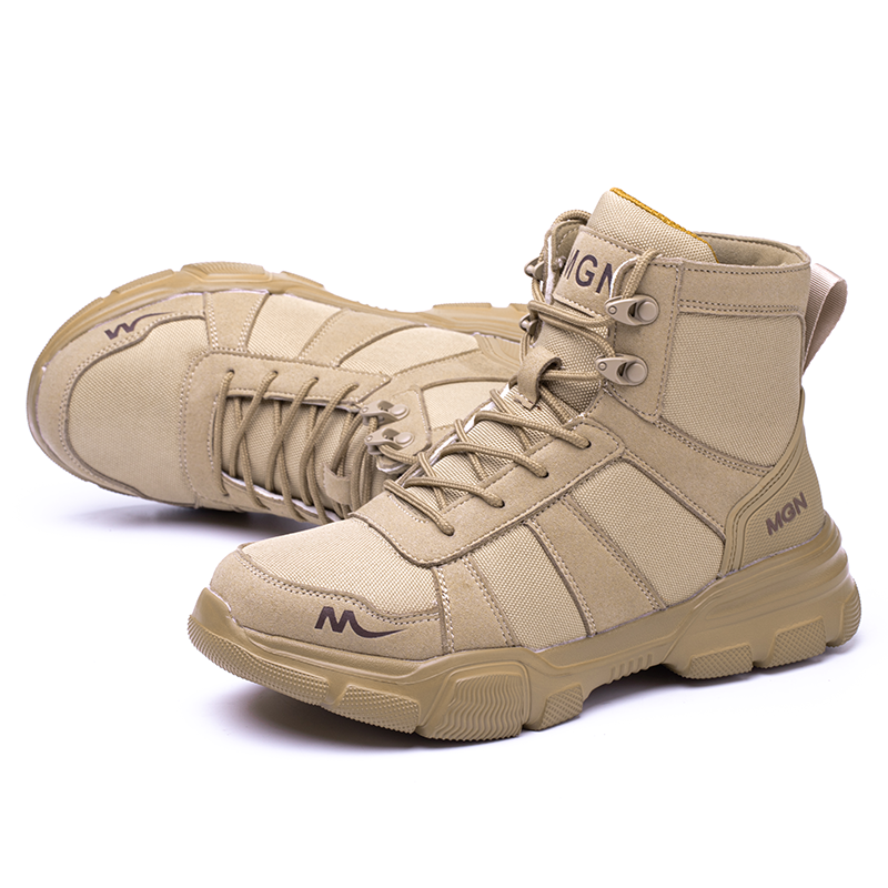 Men's Oxford Fabric Work Boots - Lace-Up, Breathable, Wide Toe Box with Arch Support