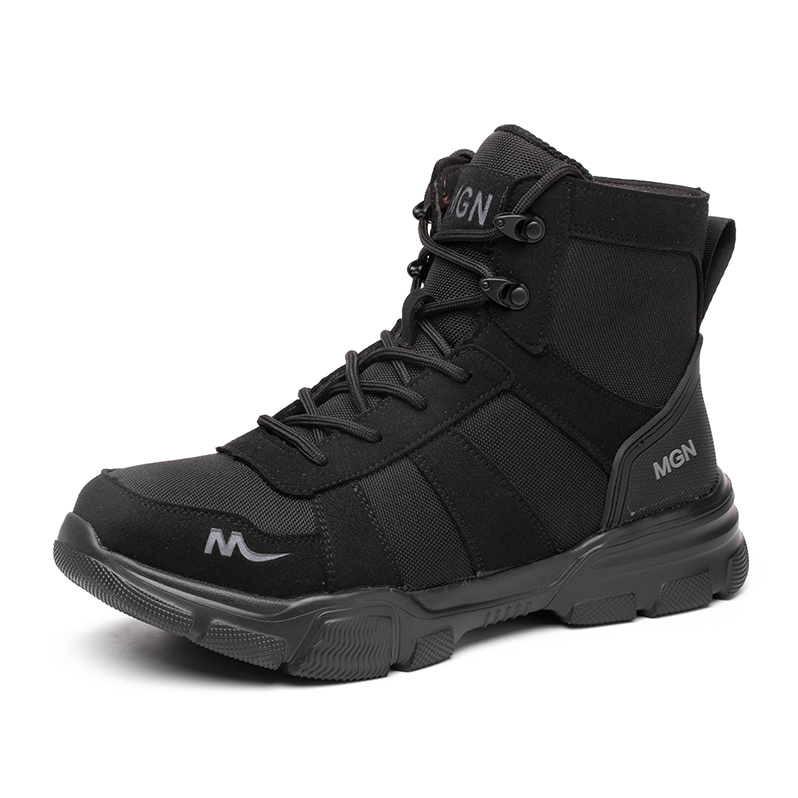 Men's Oxford Fabric Work Boots - Lace-Up, Breathable, Wide Toe Box with Arch Support