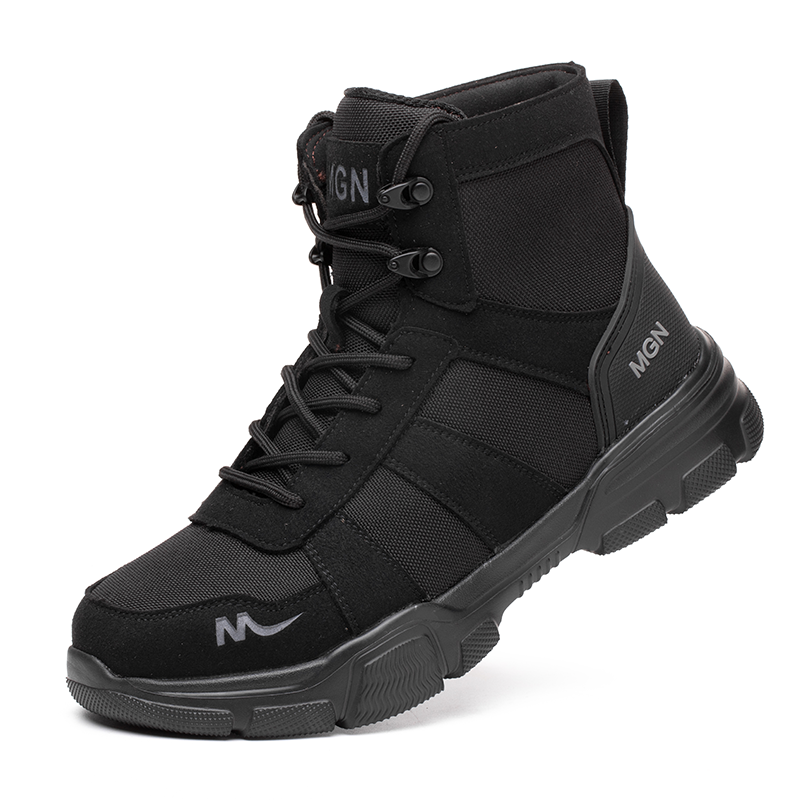 Men's Oxford Fabric Work Boots - Lace-Up, Breathable, Wide Toe Box with Arch Support