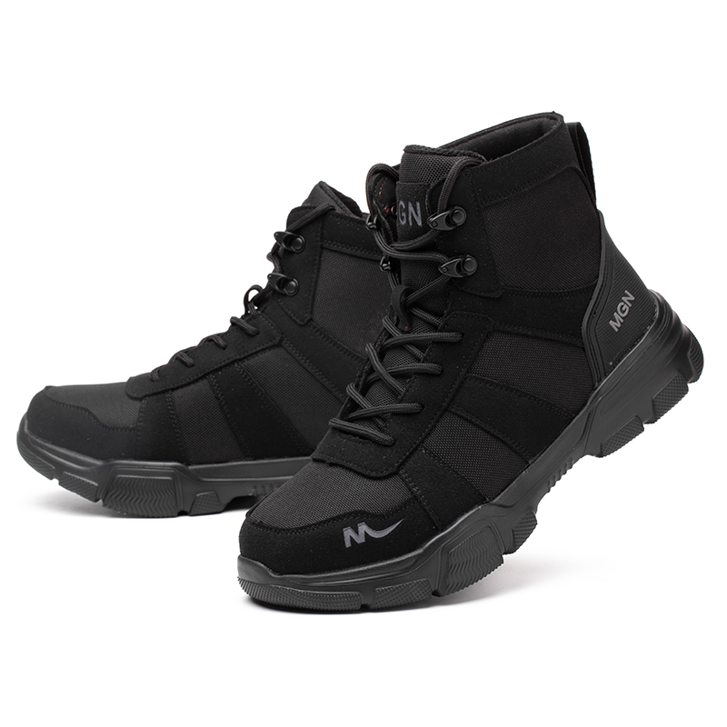 Men's Oxford Fabric Work Boots - Lace-Up, Breathable, Wide Toe Box with Arch Support