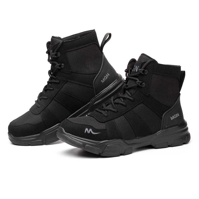 Men's Oxford Fabric Work Boots - Lace-Up, Breathable, Wide Toe Box with Arch Support