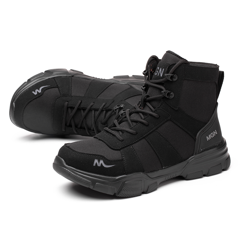 Men's Oxford Fabric Work Boots - Lace-Up, Breathable, Wide Toe Box with Arch Support
