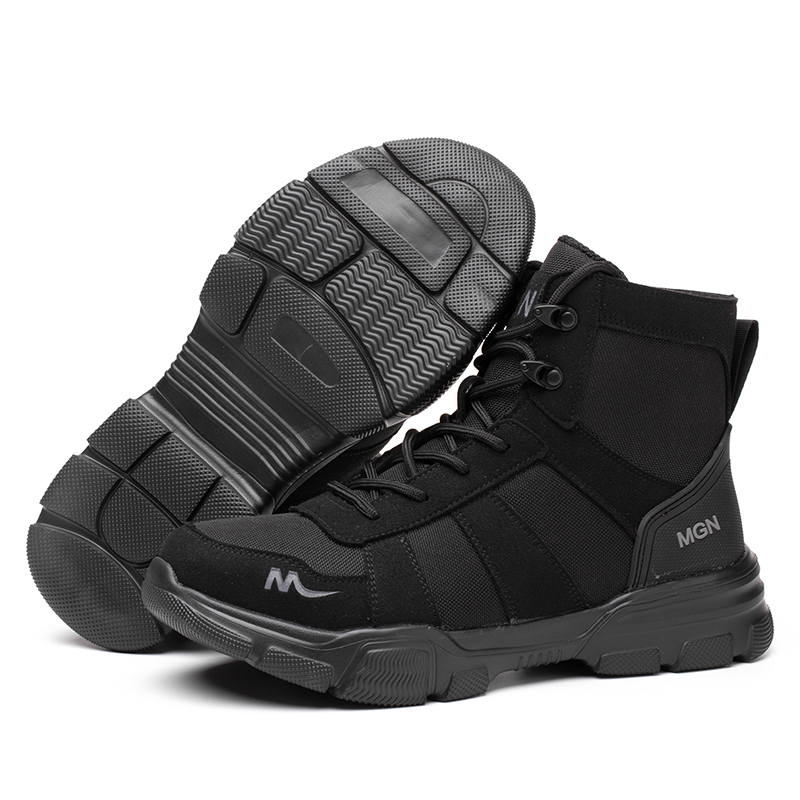 Men's Oxford Fabric Work Boots - Lace-Up, Breathable, Wide Toe Box with Arch Support