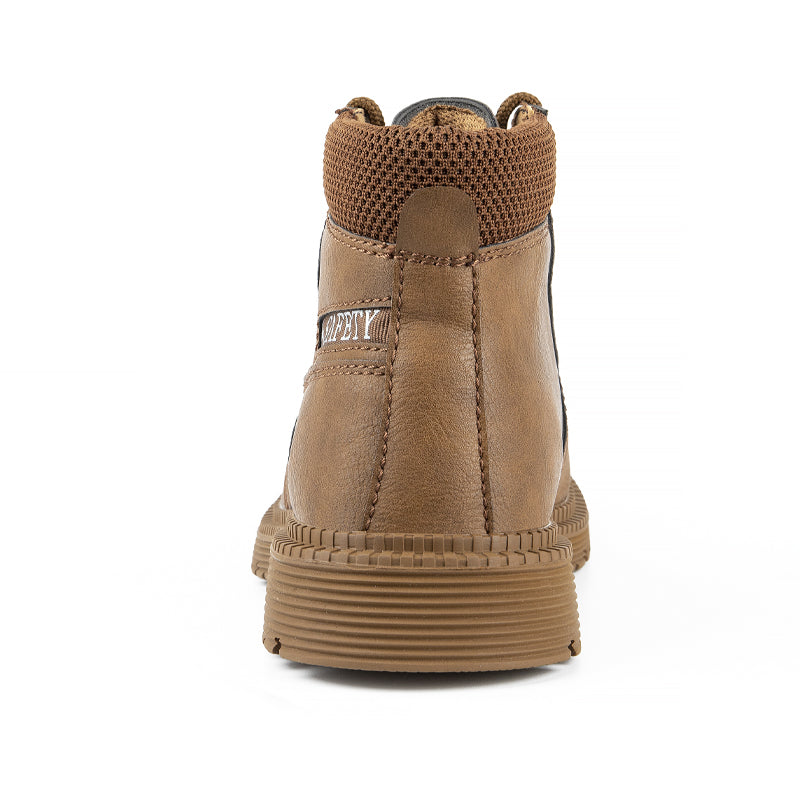 Men's Genuine Leather Work Boots - Lace-Up, Waterproof, Wide Toe Box with Arch Support