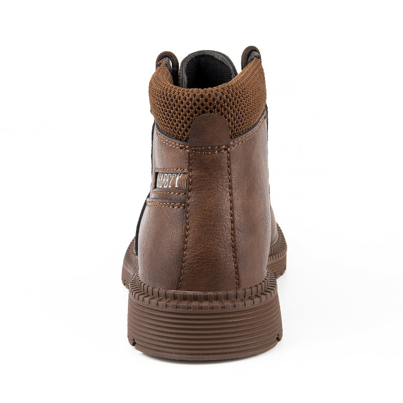Men's Genuine Leather Work Boots - Lace-Up, Waterproof, Wide Toe Box with Arch Support