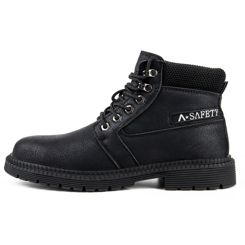 Men's Genuine Leather Work Boots - Lace-Up, Waterproof, Wide Toe Box with Arch Support