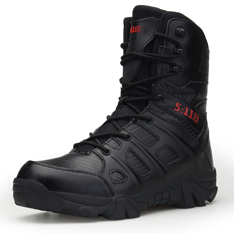 Men's Mixed Material Work Boots - Lace-Up, Waterproof, Wide Toe Box with Arch Support