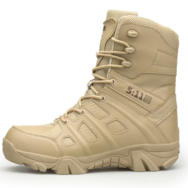 Men's Mixed Material Work Boots - Lace-Up, Waterproof, Wide Toe Box with Arch Support