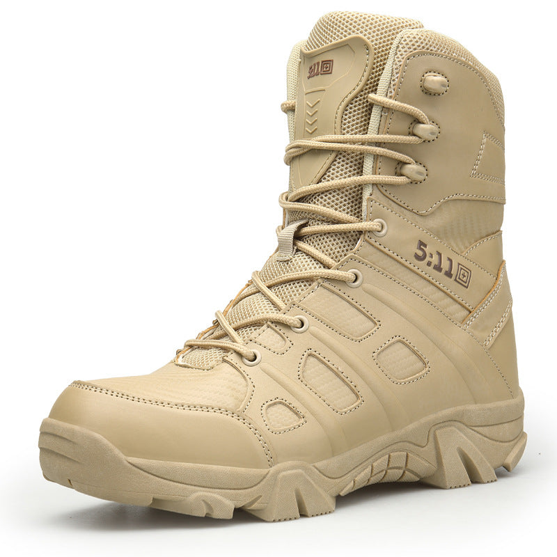Men's Mixed Material Work Boots - Lace-Up, Waterproof, Wide Toe Box with Arch Support