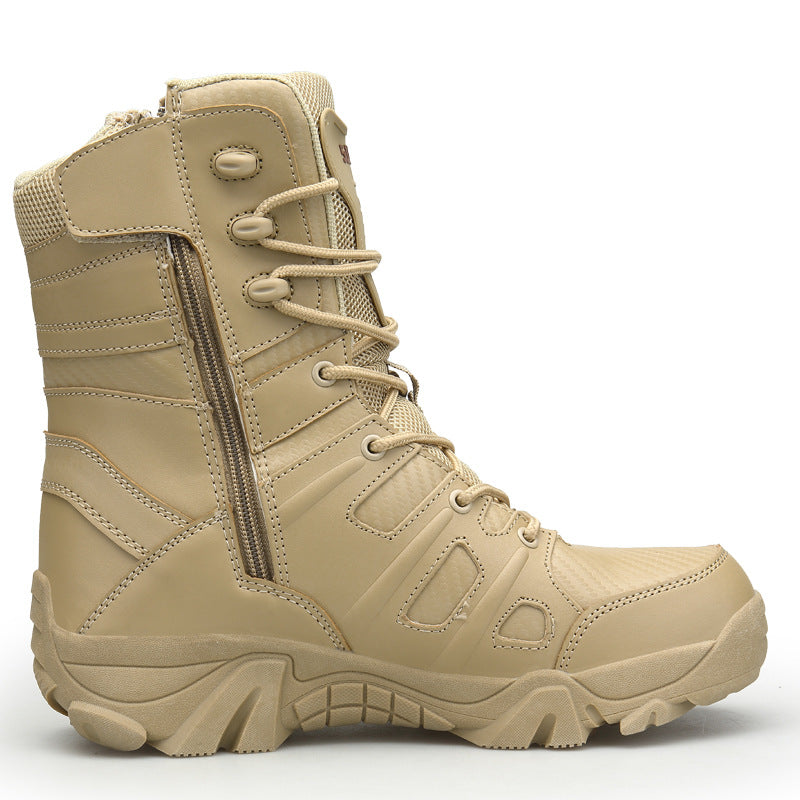 Men's Mixed Material Work Boots - Lace-Up, Waterproof, Wide Toe Box with Arch Support