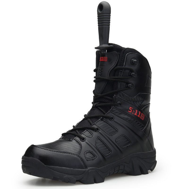 Men's Mixed Material Work Boots - Lace-Up, Waterproof, Wide Toe Box with Arch Support