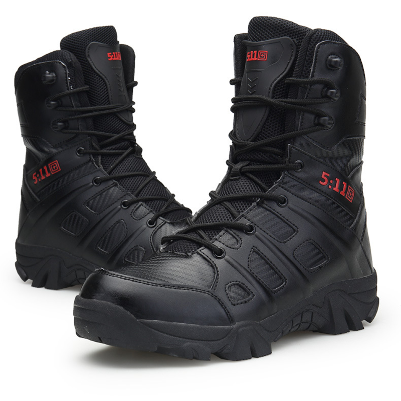 Men's Mixed Material Work Boots - Lace-Up, Waterproof, Wide Toe Box with Arch Support