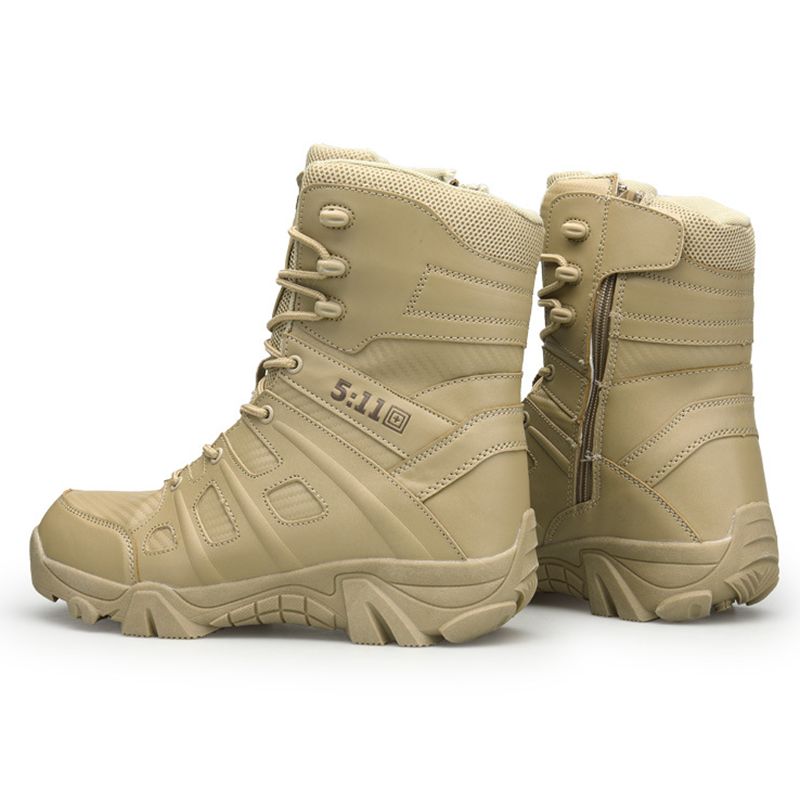 Men's Mixed Material Work Boots - Lace-Up, Waterproof, Wide Toe Box with Arch Support