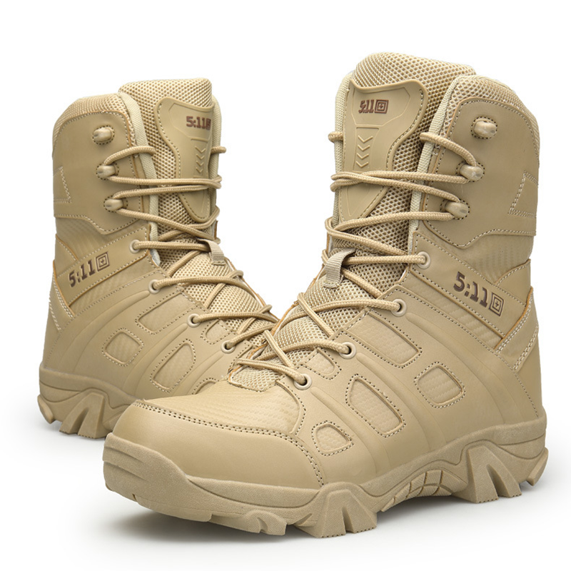 Men's Mixed Material Work Boots - Lace-Up, Waterproof, Wide Toe Box with Arch Support